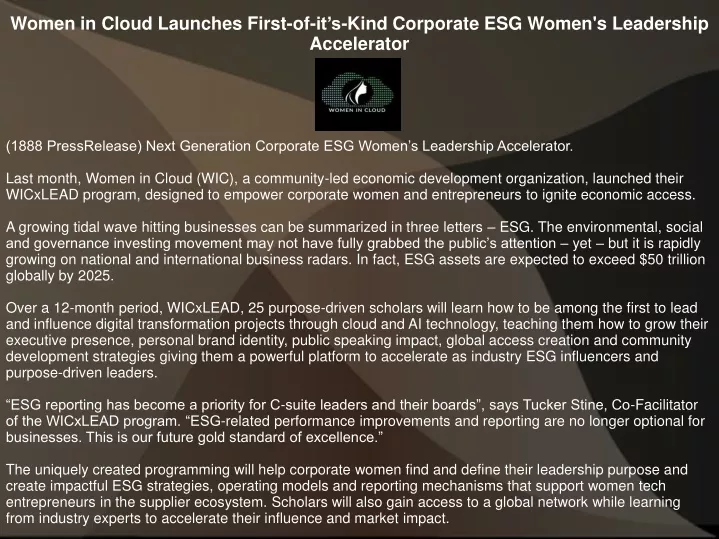 women in cloud launches first of it s kind