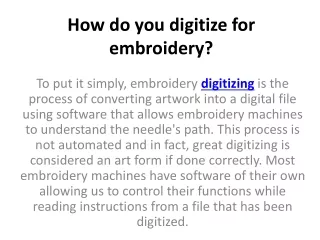 how do you digitize for embroidery