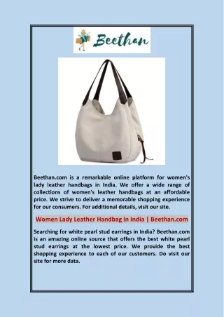 Women Lady Leather Handbag In India | Beethan.com