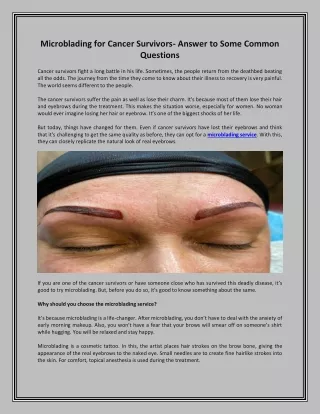 Microblading for Cancer Survivors