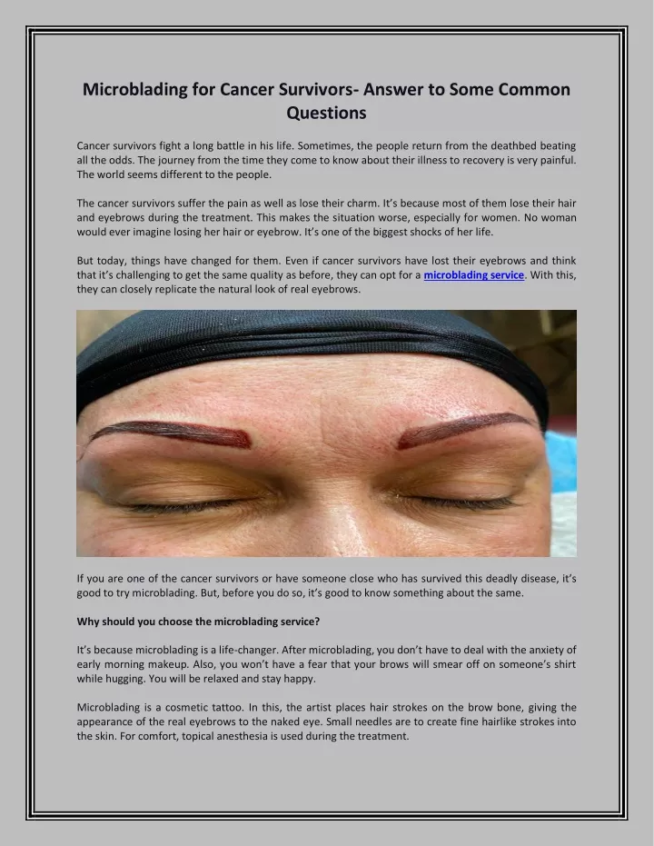 microblading for cancer survivors answer to some