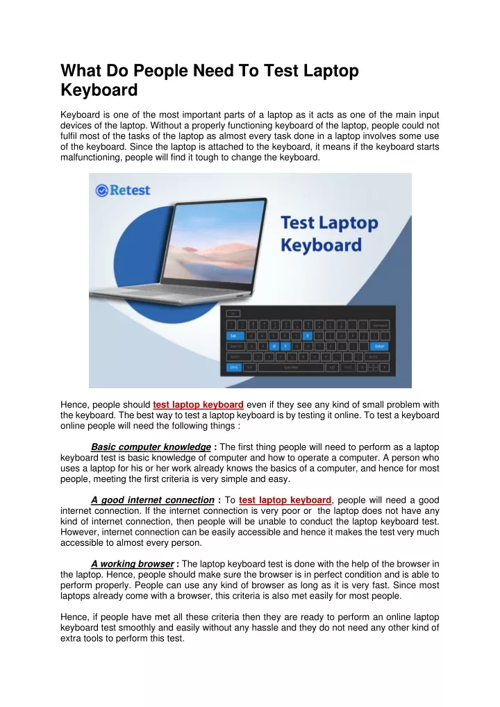 what do people need to test laptop keyboard