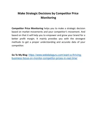 make strategic decisions by competitor price