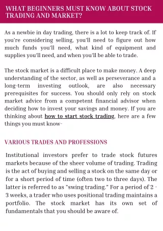 What Beginners Must Know About Stock Trading And Market?