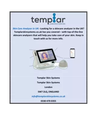 Skin Care Analyzer In Uk | Templarskinsystems.co.uk
