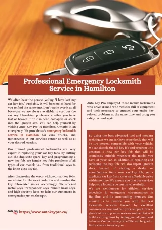 Professional Emergency Locksmith Service in Hamilton