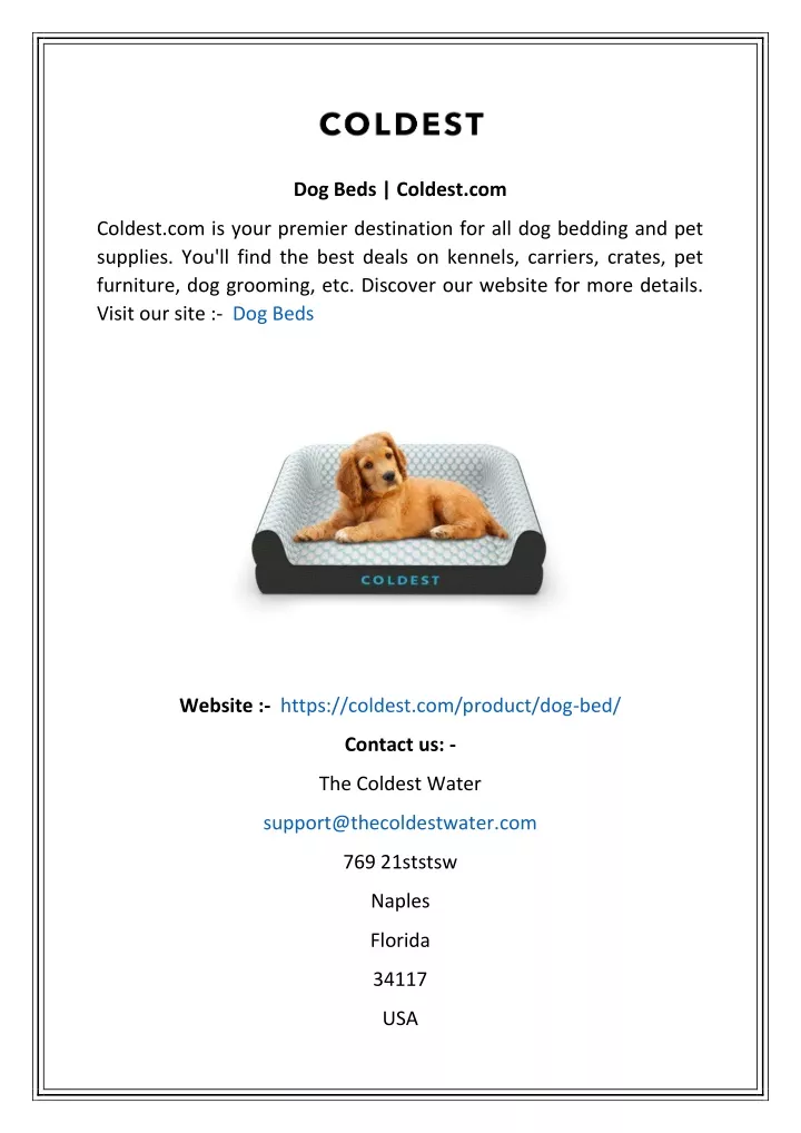 dog beds coldest com