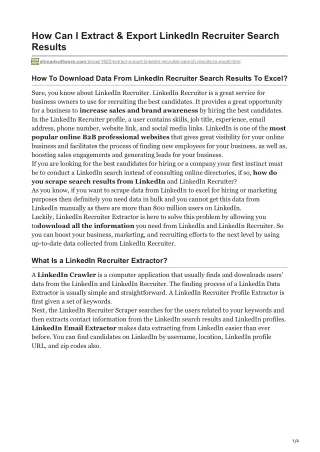 how can i extract export linkedin recruiter