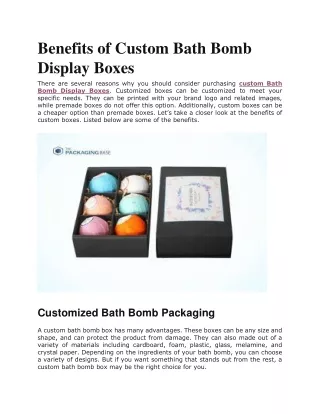 Benefits of Custom Bath Bomb Display Boxes