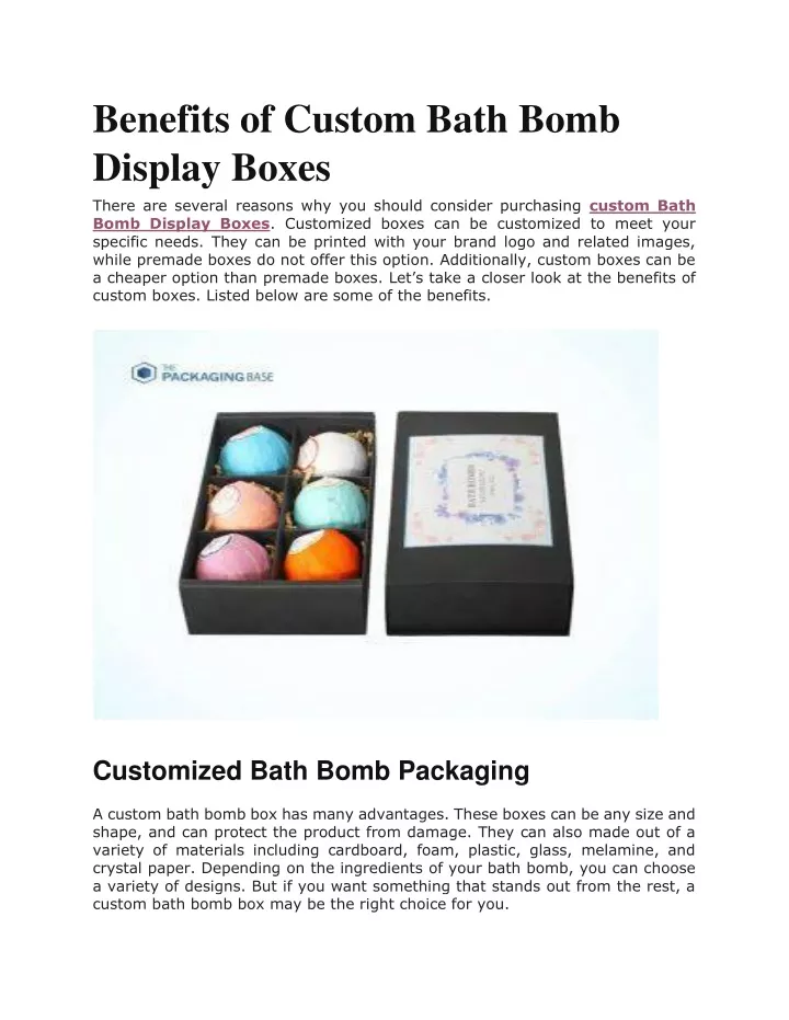 benefits of custom bath bomb display boxes there