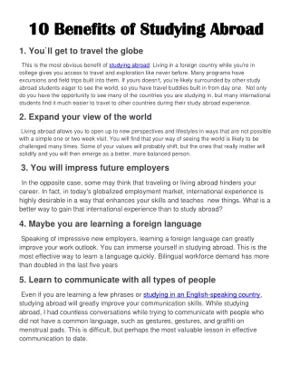 10 Benefits of Studying Abroad.