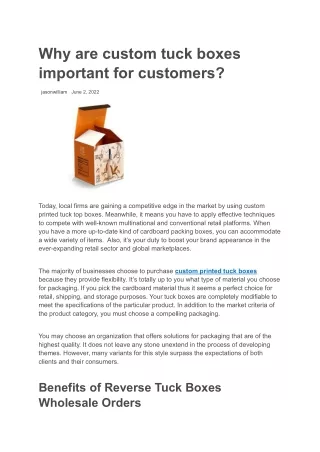 why are custom tuck boxes important for customers