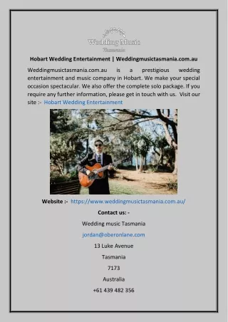 Hobart Wedding Entertainment  Weddingmusictasmania.com