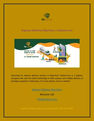Express Delivery Mauritius  Nulivrer.mu
