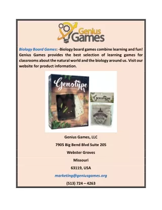 Biology Board Games | Geniusgames.org