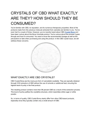 crystals of cbd what exactly are they how should
