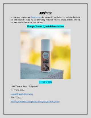 Hemp Cream | Justcbdstore.com