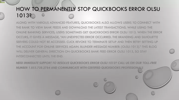 how to permanently stop quickbooks error olsu 1013