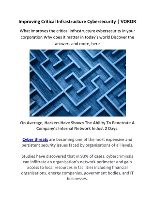 Improving Critical Infrastructure Cybersecurity - VOROR