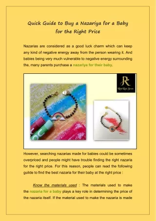 quick guide to buy a nazariya for a baby