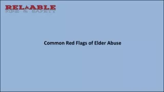 Common Red Flags of Elder Abuse