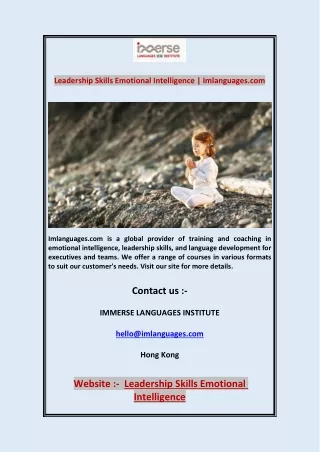 Leadership Skills Emotional Intelligence | Imlanguages.com