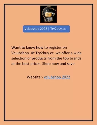 Vclubshop 2022 | Try2buy.cc