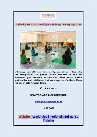 Leadership Emotional Intelligence Training | Imlanguages.com
