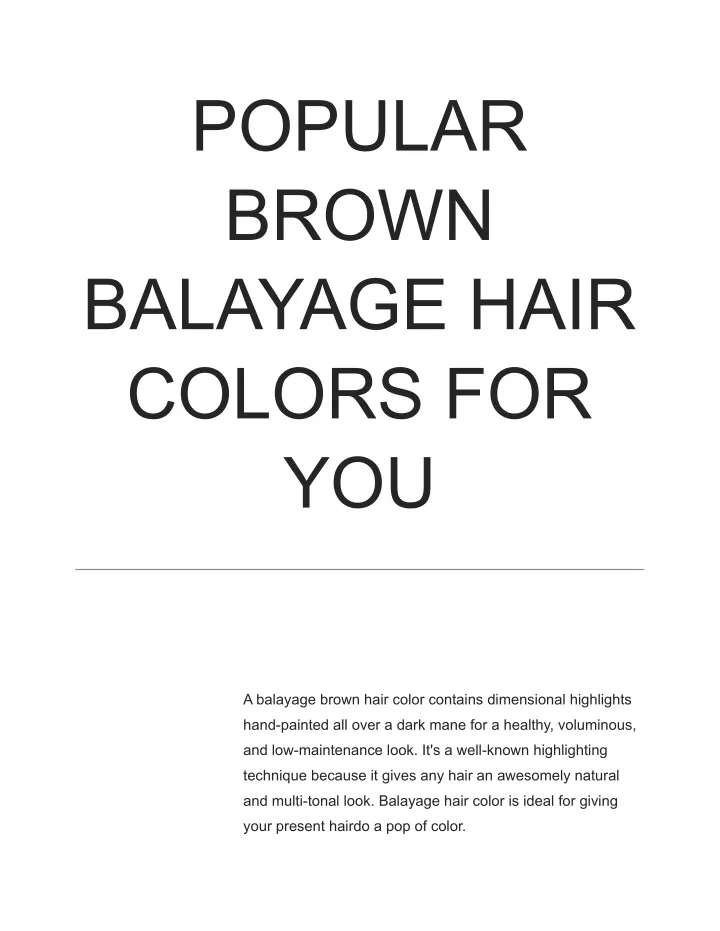 popular brown balayage hair colors for you