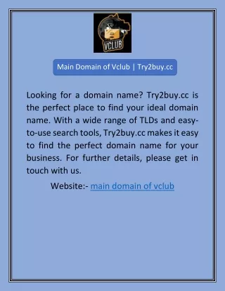 Main Domain of Vclub | Try2buy.cc