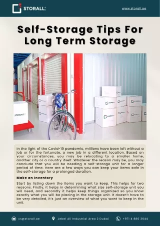 Self-Storage Tips For Long Term Storage