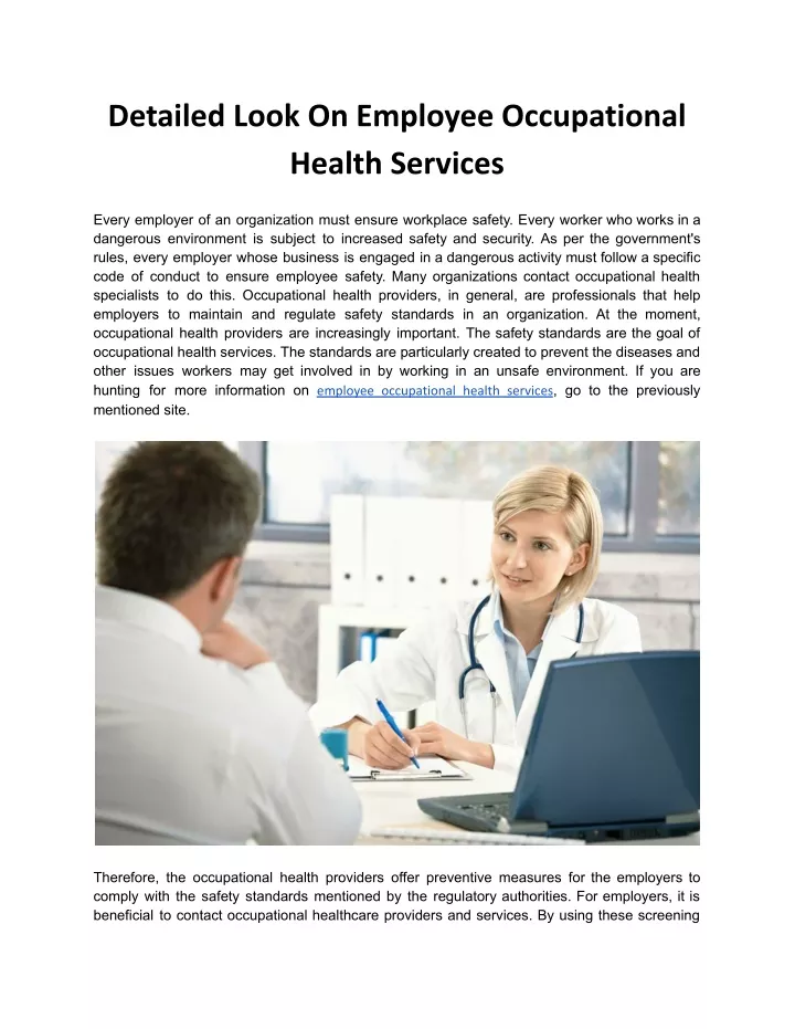 detailed look on employee occupational health