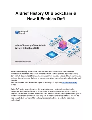 a brief history of blockchain how it enables defi
