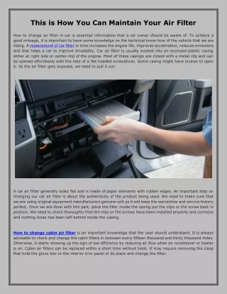 this is how you can maintain your air filter
