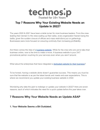 top 7 reasons why your existing website needs
