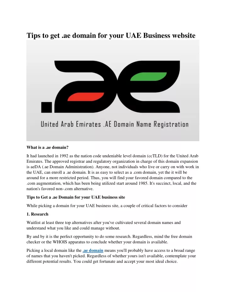 tips to get ae domain for your uae business