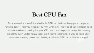 best 140 mm fan