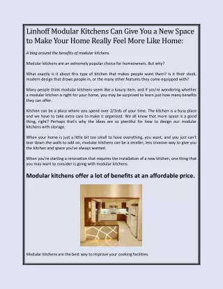 Linhoff Modular Kitchens Can Give You a New Space to Make Your Home Really Feel More Like Home