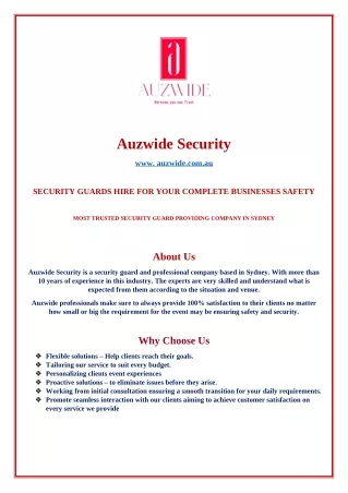Why Increase The Number Of Event Security Guards In Sydney