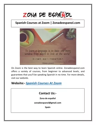 Spanish Courses at Zoom | Zonadeespanol.com