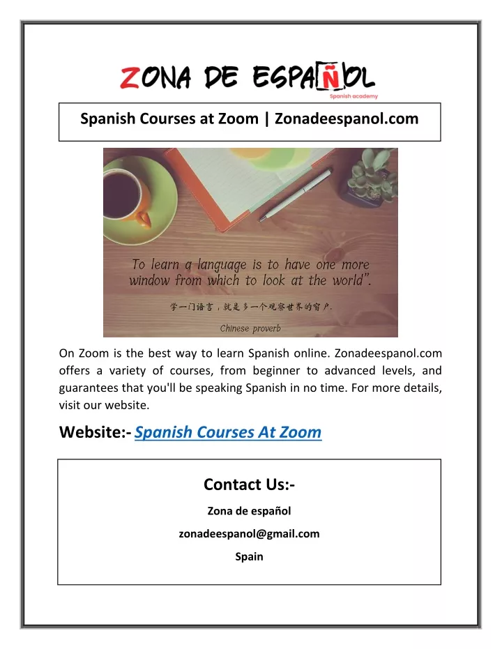 spanish courses at zoom zonadeespanol com