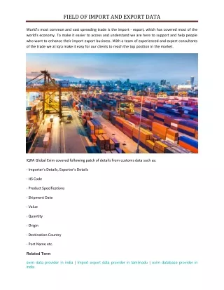 field of import and export data