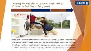 Jumbo Online PPT Submission For Washing Machine
