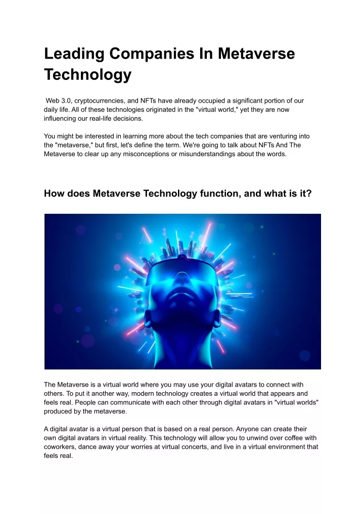 leading companies in metaverse technology