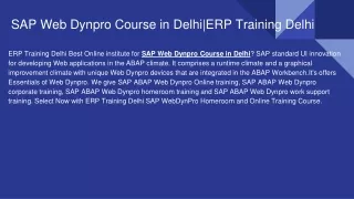 SAP Web Dynpro Course in Delhi