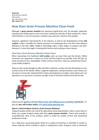 keywords grain process machine mill crusher disc