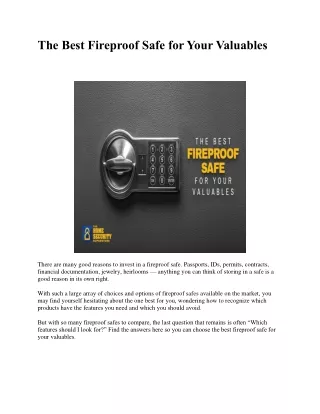The Best Fireproof Safe for Your Valuables