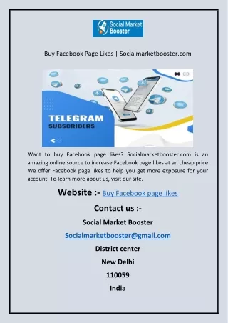 Buy Facebook Page Likes  Socialmarketbooster.com