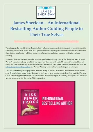 James Sheridan – An International Bestselling Author Guiding People To Their True Selves