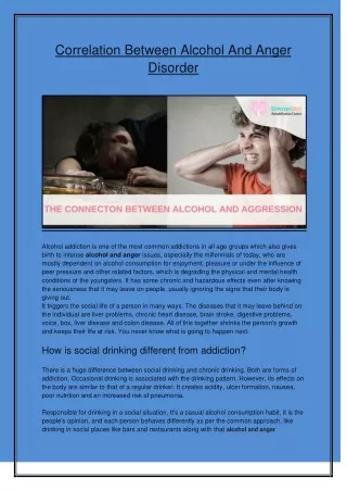 correlation between alcohol and anger disorder